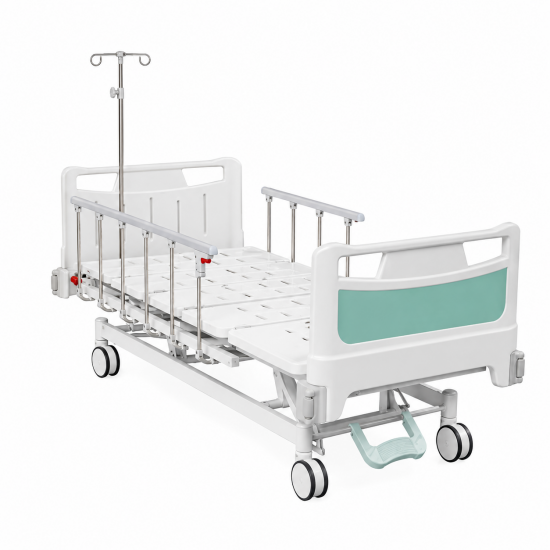 Electric 3-Function Patient Care Bed with Curved High Folding Side Rails