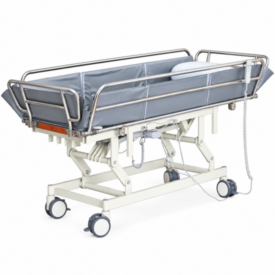 Electric Shower Trolley for Bedridden Patient Home Care with Powder-Coated Steel Frame